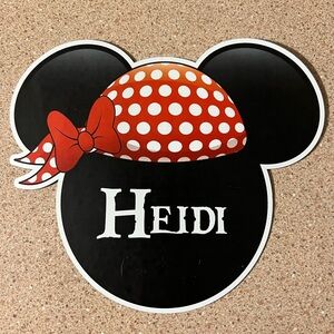 Personalized Minnie Mouse-Inspired Name Door Magnet - Heidi - Black & Red